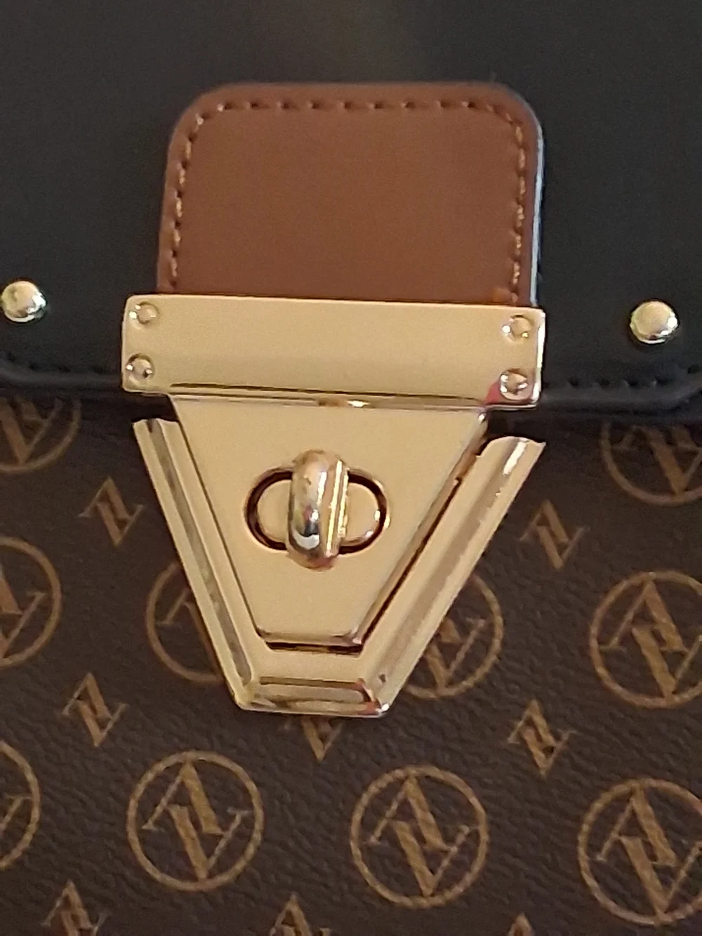 Designer-Inspired Brown & Black Chain-Accent Women’s Handbag